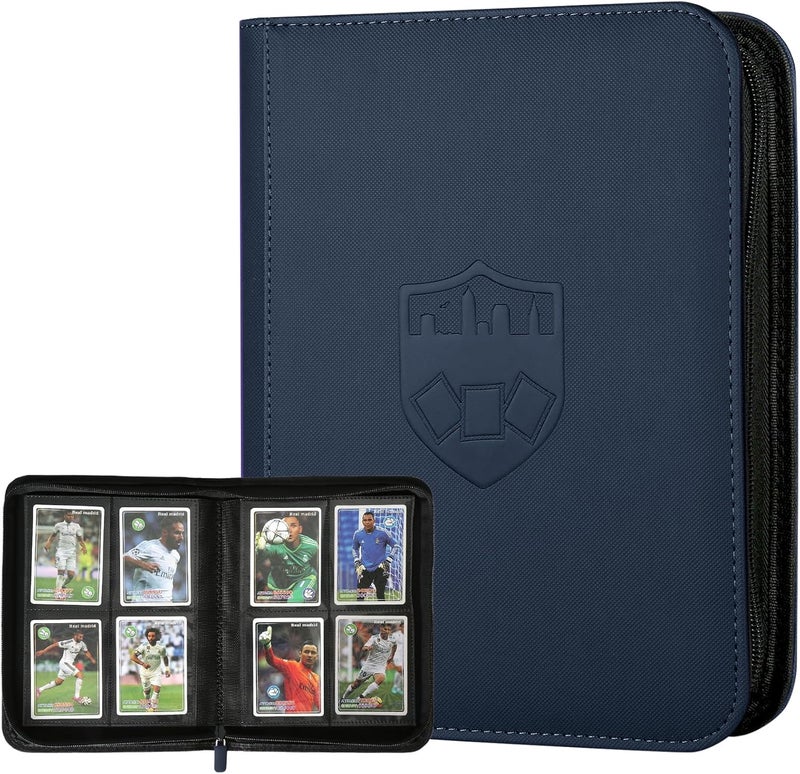 GERMUN Trading Card Binder 4 Pocket, PU Cover Card Binder for 160 Cards, Premium Trading Card Holder Folders, Double Sided Pocket Card Album for MTG, TCG (Blue) - Image 1